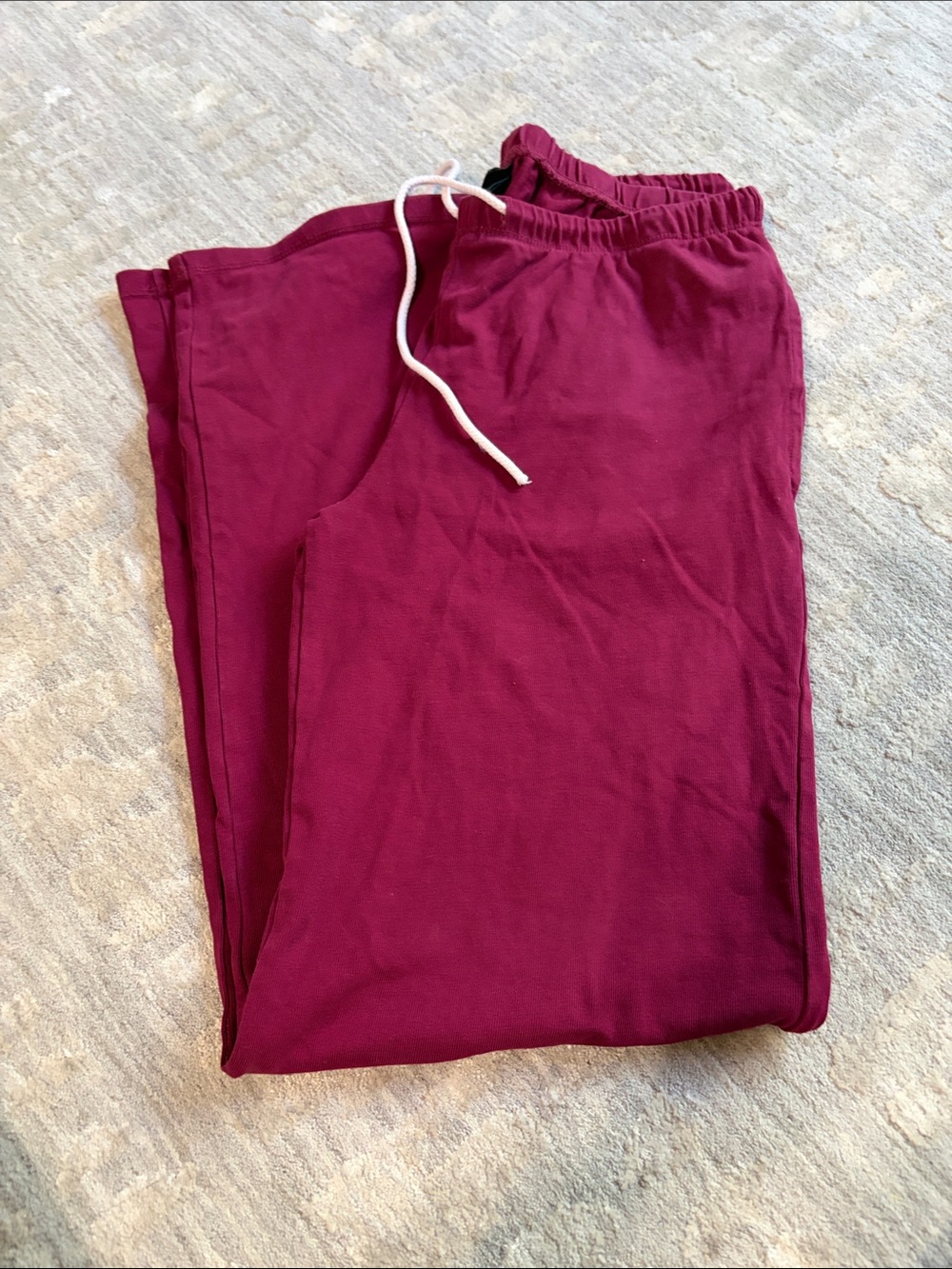 woman’s Burgundy Jogger Pants - Casual Drawstring Sweatpants